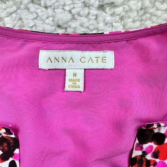 Tuckernuck Anna Cate Pink Red Print Ruffle Sleeve Blouse - Picture 3 of 7